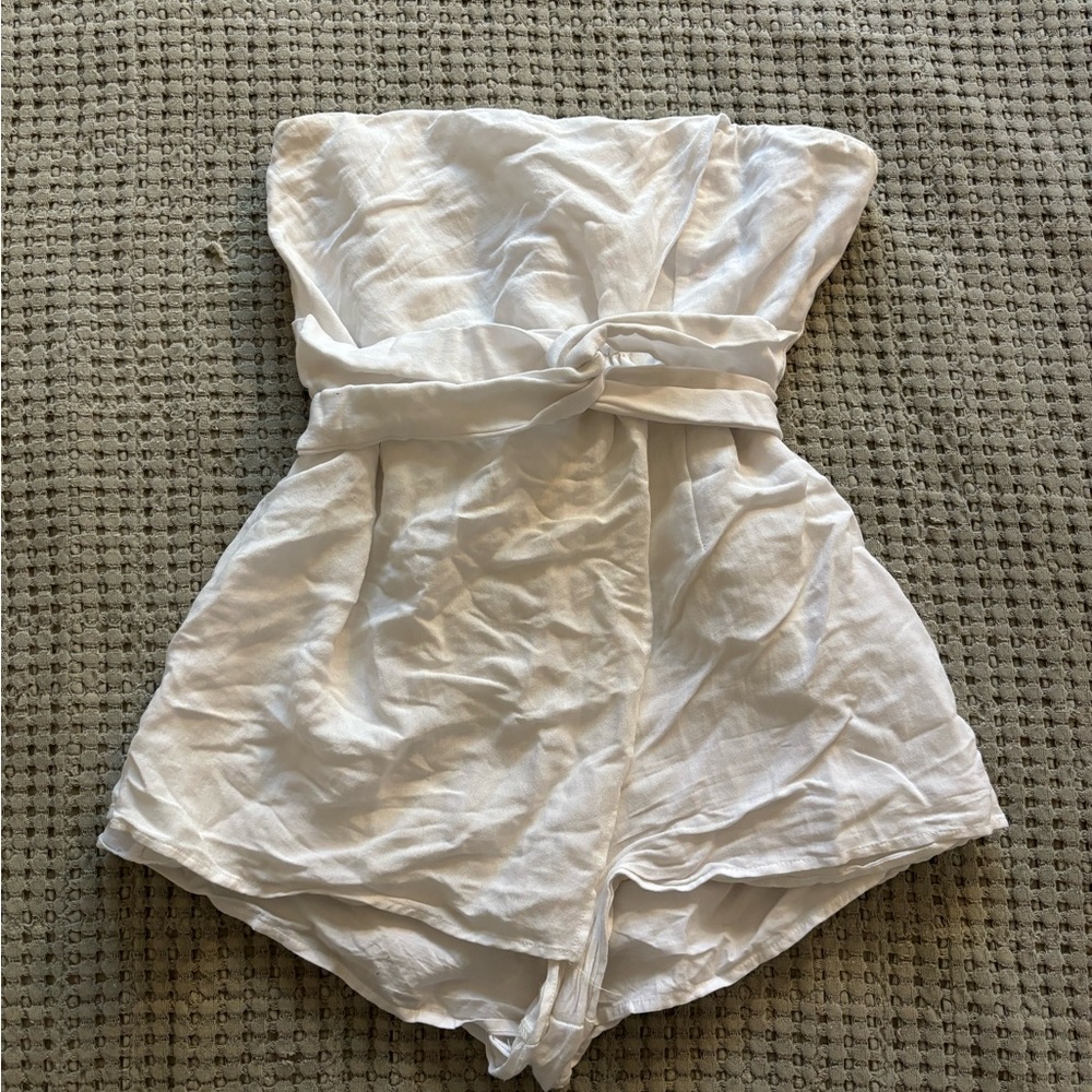 White Strapless Romper